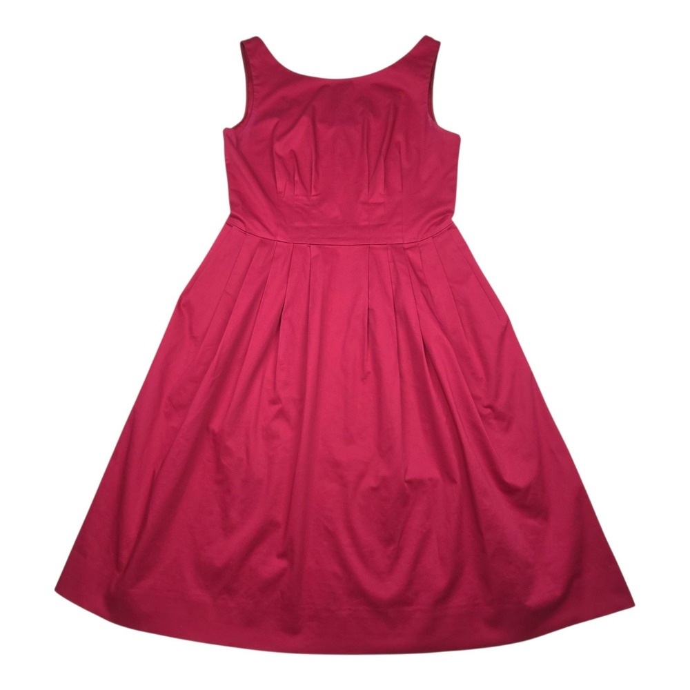 Kate Spade Fit and Flare Pleated Dress 10 Magenta Pink Sleeveless Lace Hem